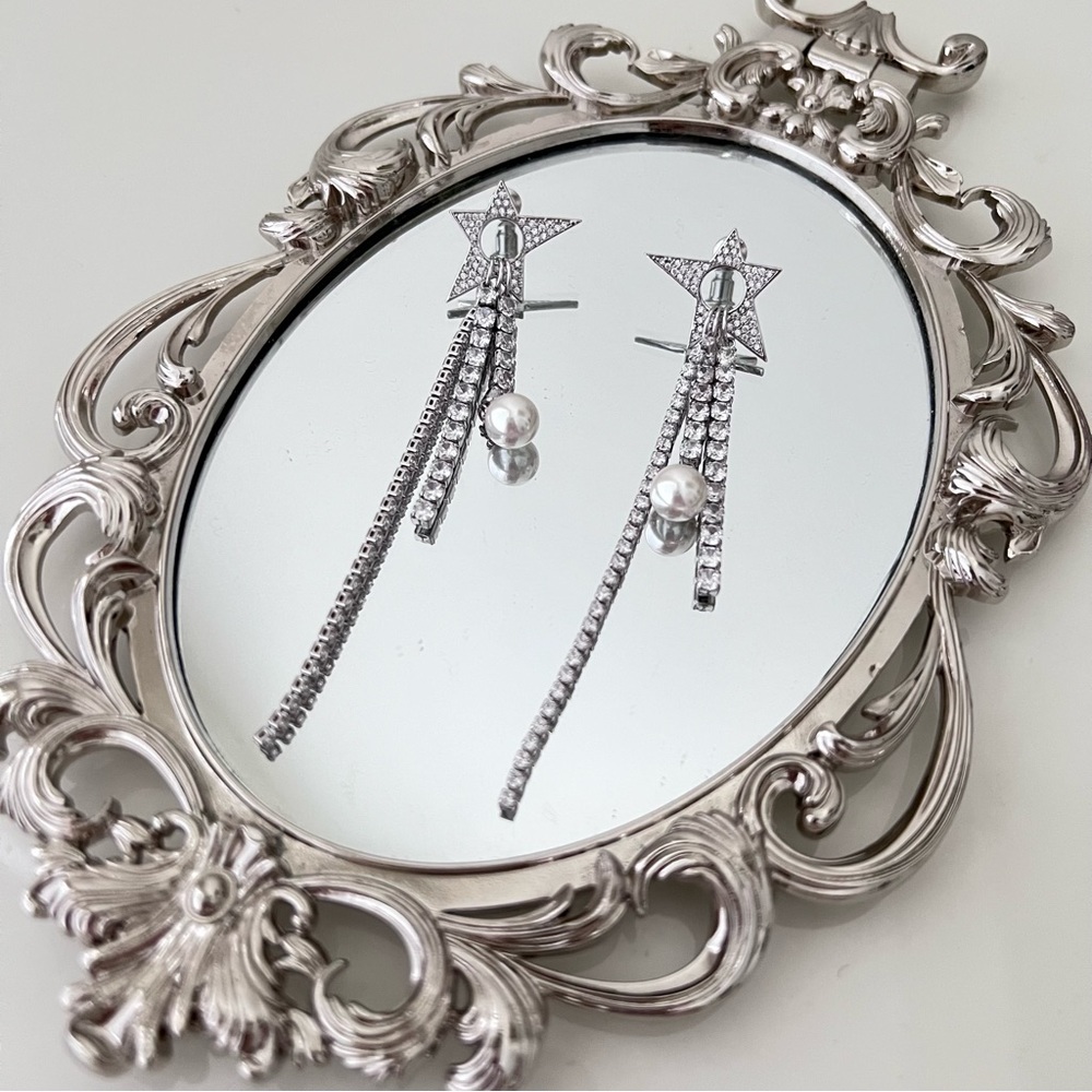 New Silver Star with Pearls Earring
